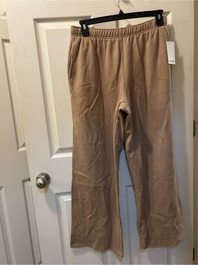Ultra Flirt XL Beige Fleece Lounge Pants Wide Leg Ultra Fleece Collection NWT